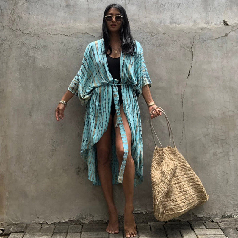 Summer Sun-proof Leaf Print Bikini Cover Ups