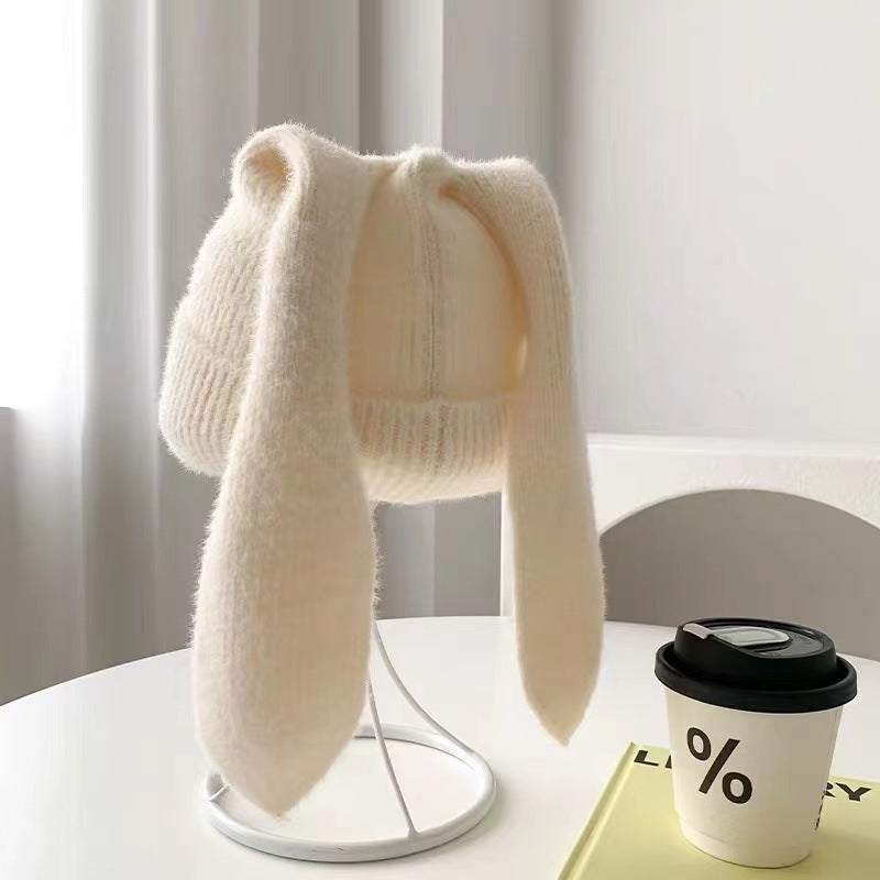 Long Ear Bunny Knit Hat – Winter Warm, Soft Faux Mink Yarn, Cute & Cozy Women’s Beanie
