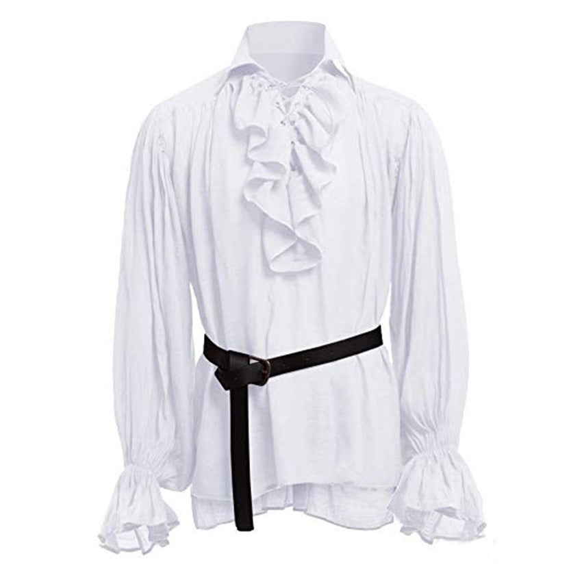 Retro Medieval Puff Sleeve Solid Color Shirt