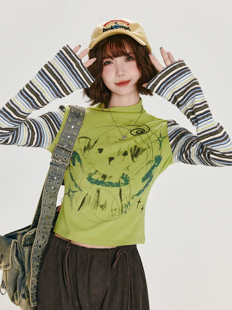 Girlyhalo Vintage Long Sleeve T-Shirt for Women
