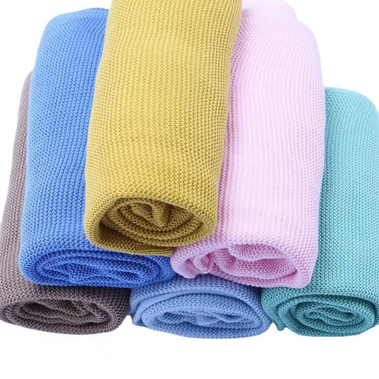 Soft Cotton Baby Blanket - Knitted Swaddle, Couch Throw, Nursing & Nap Blanket