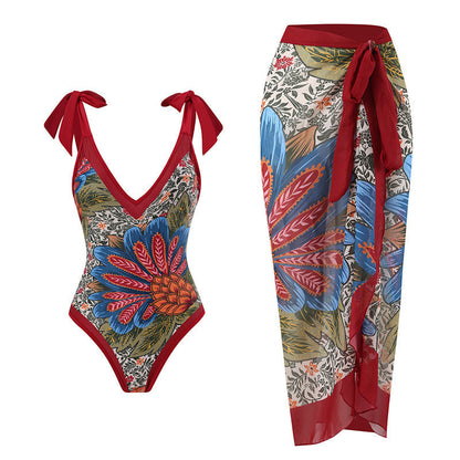 Women's One-Piece Swimsuit with Sun Protection Cover-Up
