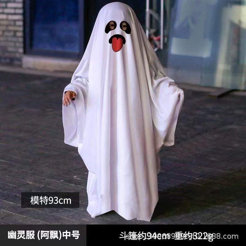 Cross Halloween horror dress up cos party white costume masquerade party children adult ghost cape cape