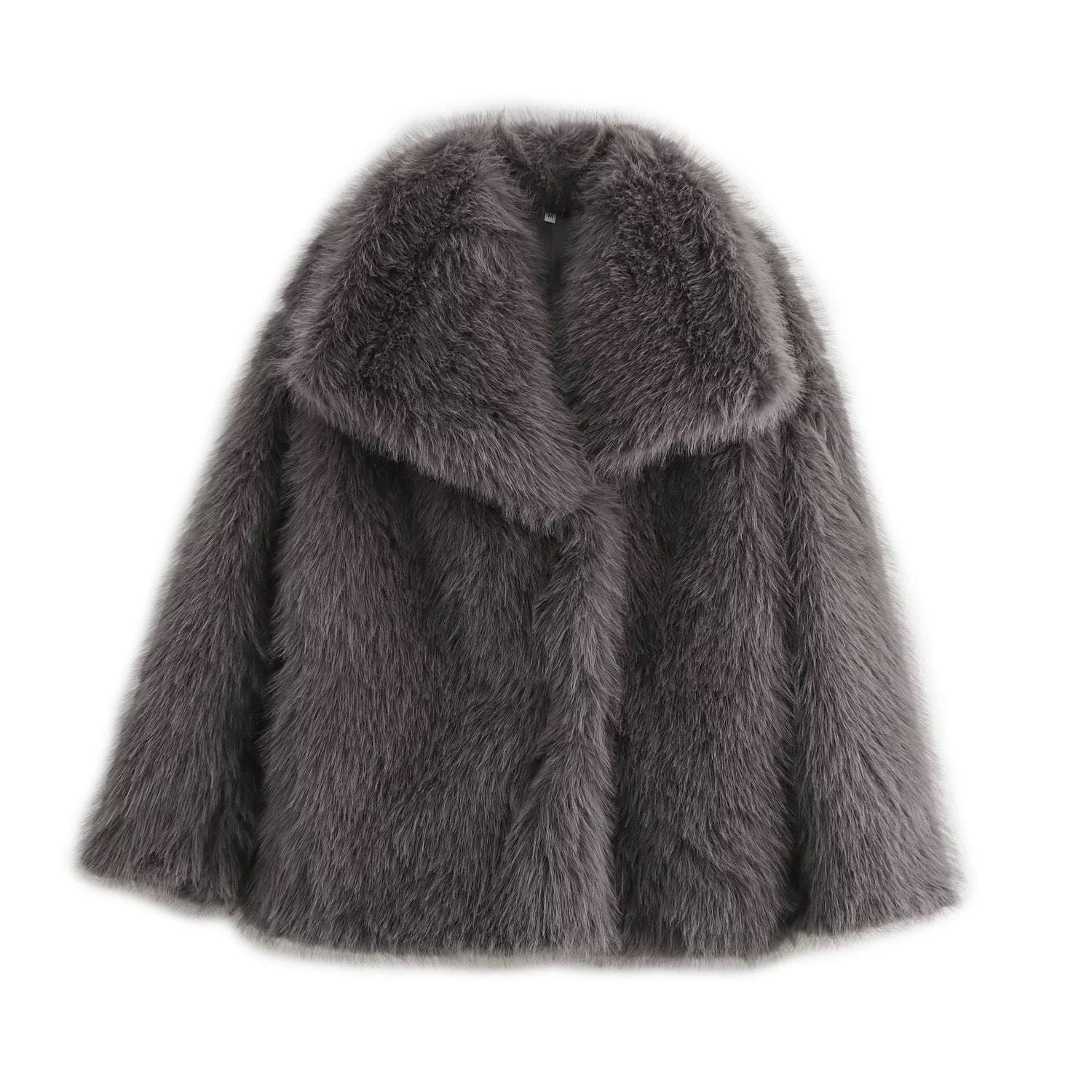 Women's Cropped Faux Fur Jacket - Short Winter Coat