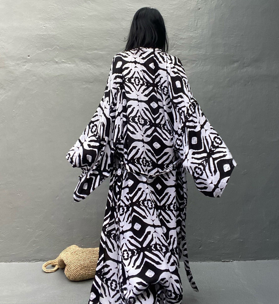 Leopard Print Long Kimono Cover-Up