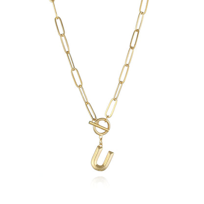 Bridesmaid Gifts Alphabet Necklace Golden Hip-hop Necklace  26 Letter Pendant Necklaces