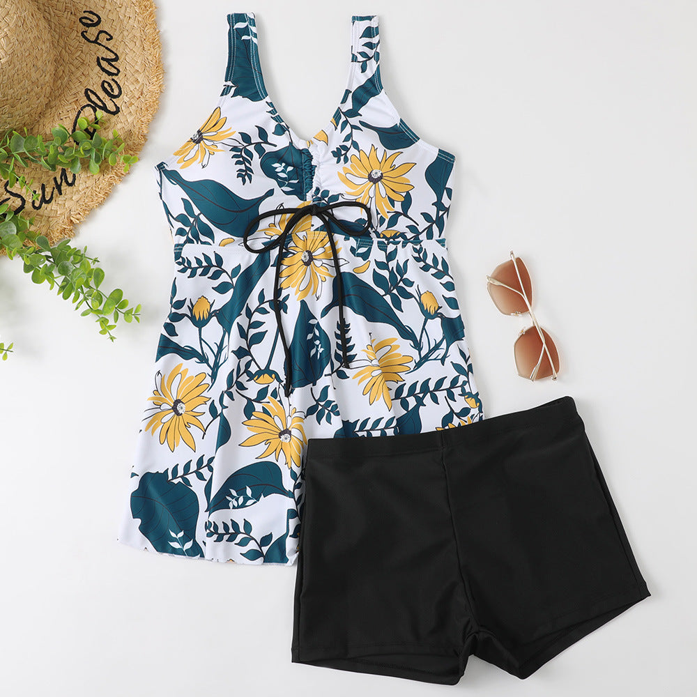 Women's Printed Multi-Colored Conservative Bikini Set