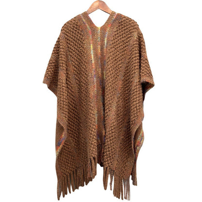 Colorful Popcorn Stitch Knit Shawl