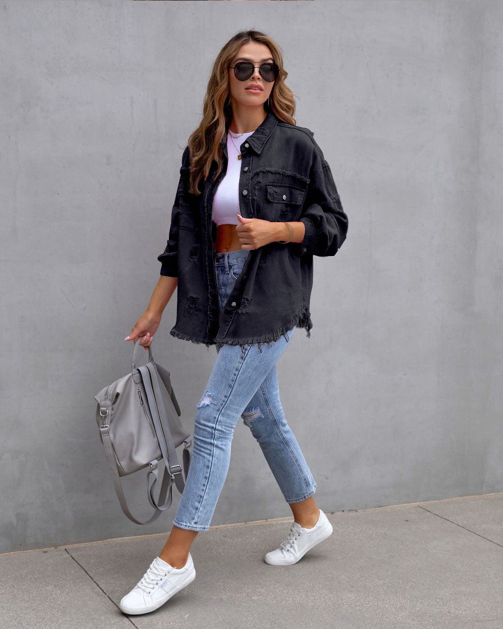 Women's Distressed Denim Jacket