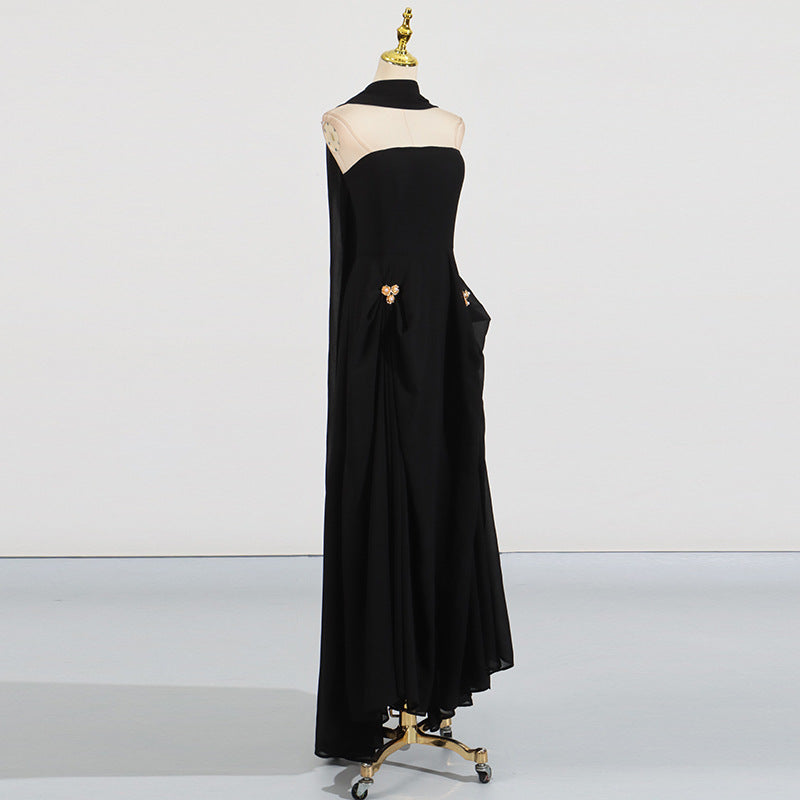 Designed Elegant Strapless Black Evening Dresses