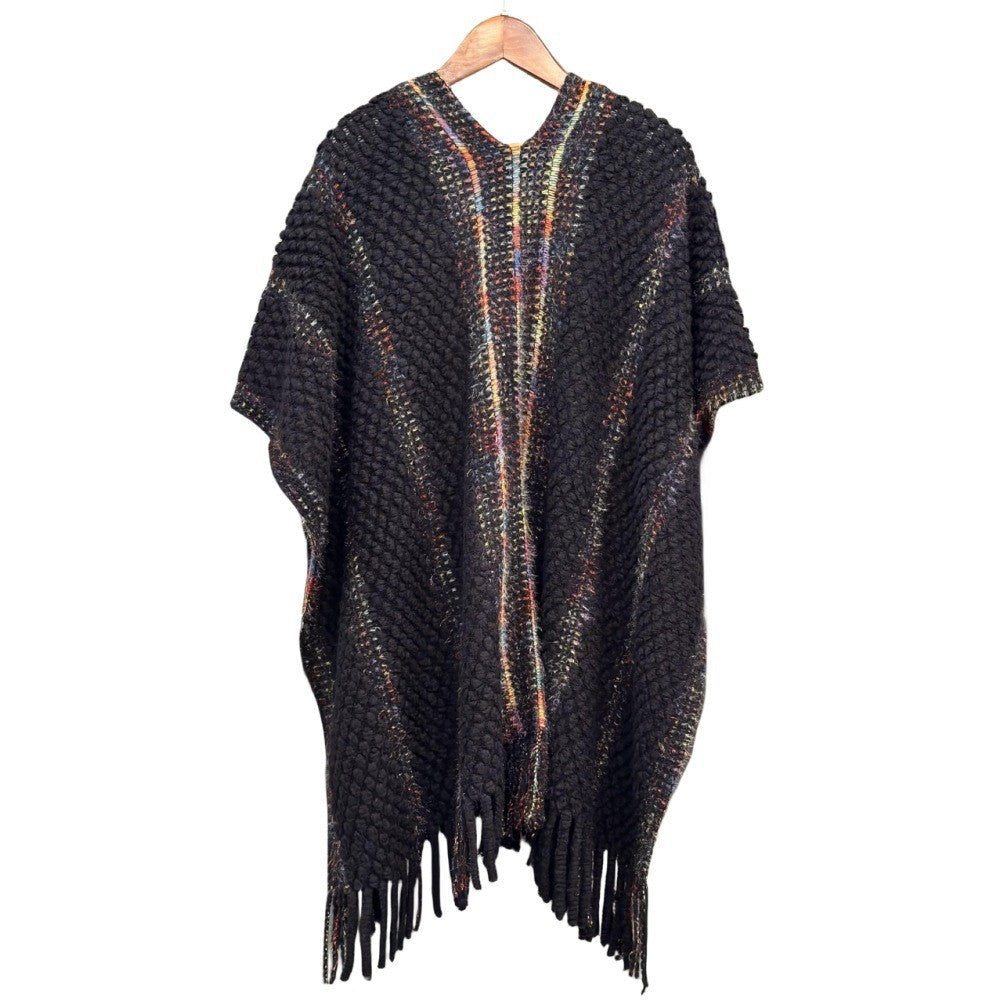 Colorful Popcorn Stitch Knit Shawl