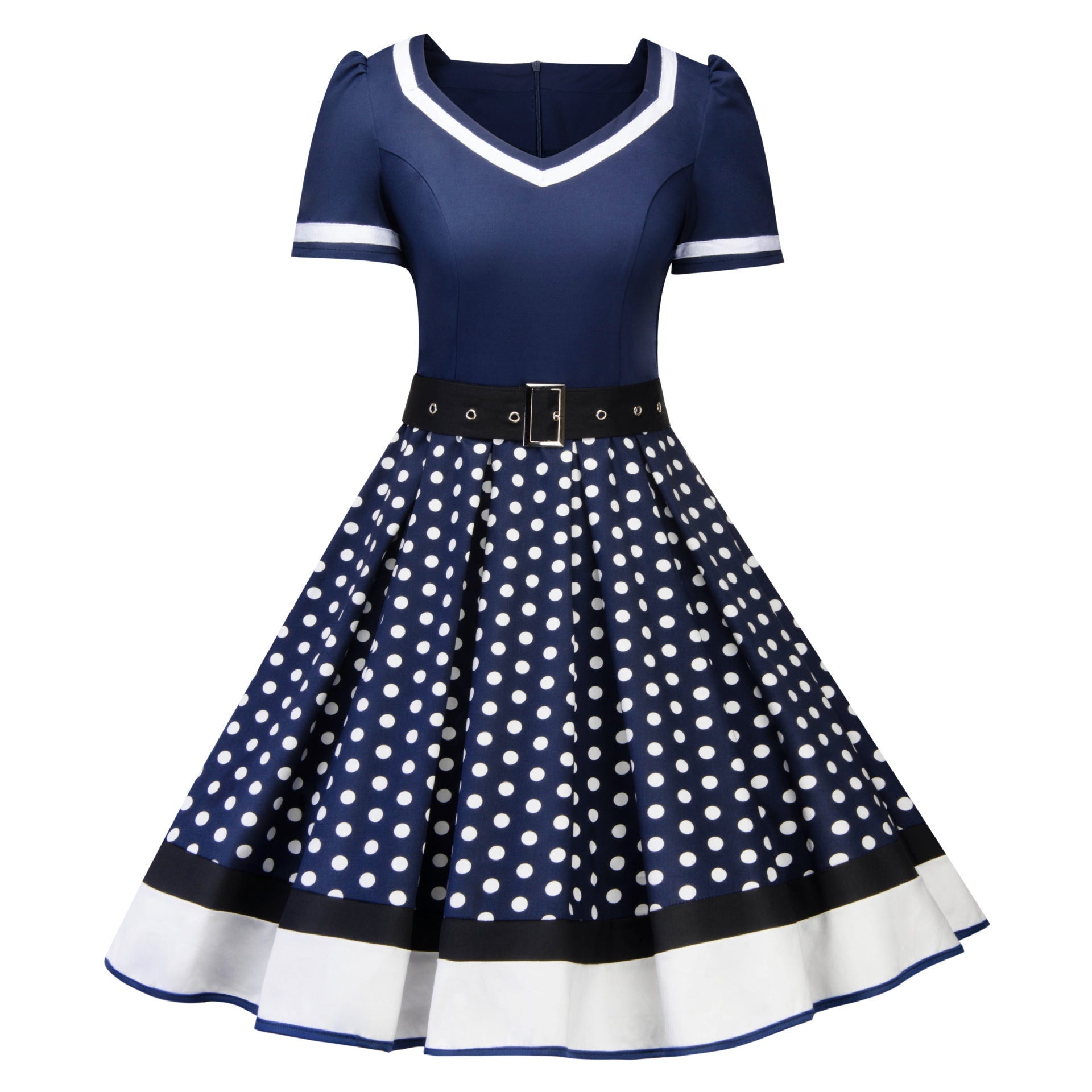 Retro Floral Print Ball Dresses-Dresses-Blue-S-Free Shipping at meselling99