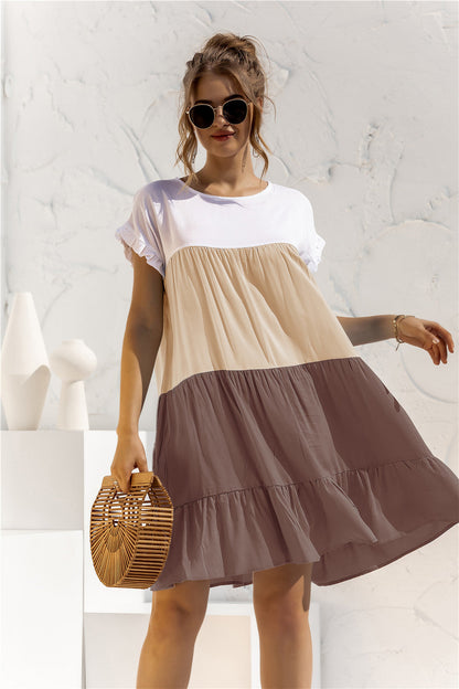 Summer Color Block Loose Fit Short Dress