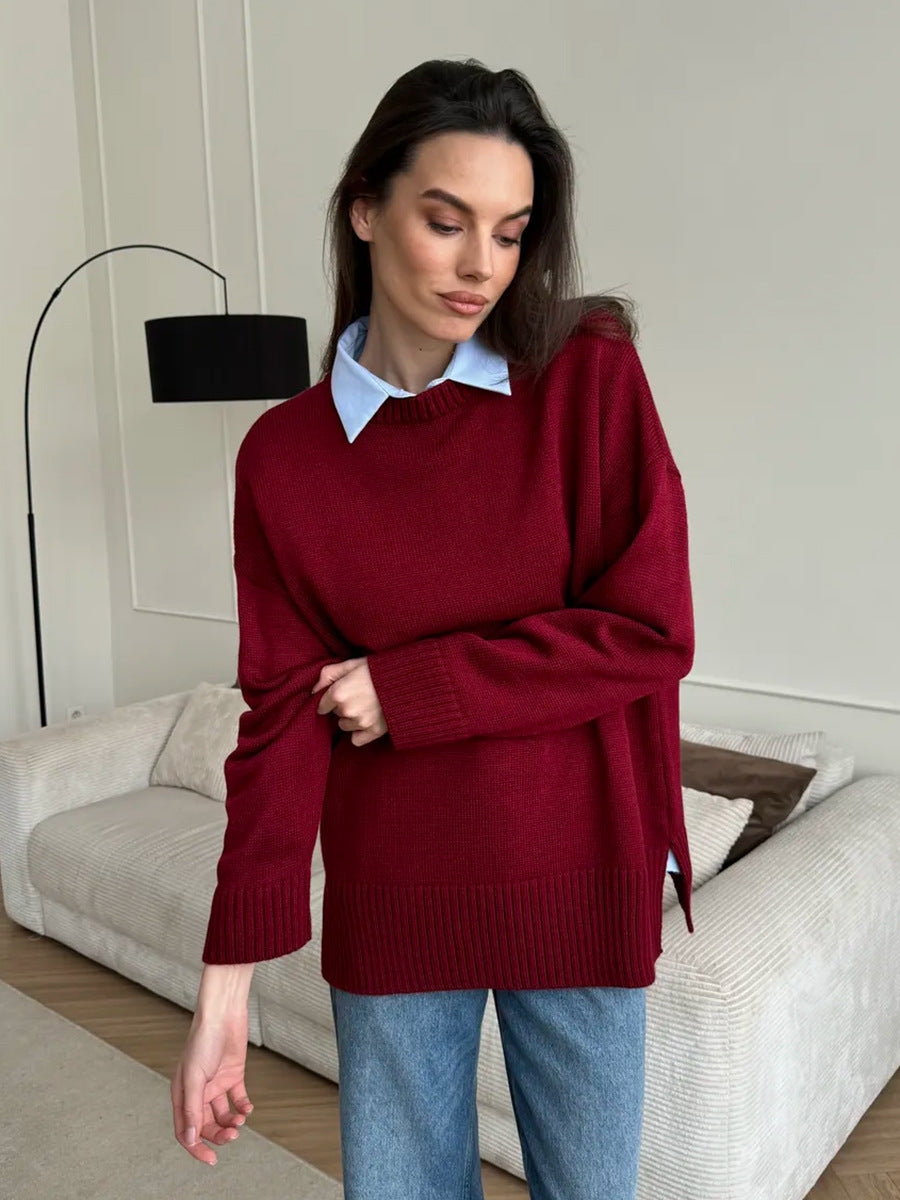 Women's Casual Split Hem Sweater