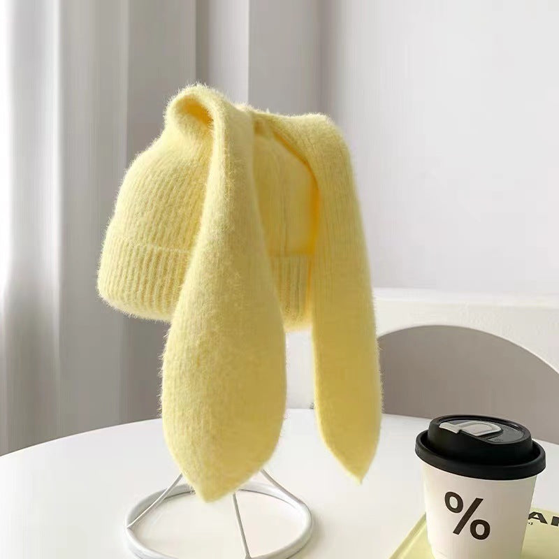 Long Ear Bunny Knit Hat – Winter Warm, Soft Faux Mink Yarn, Cute & Cozy Women’s Beanie