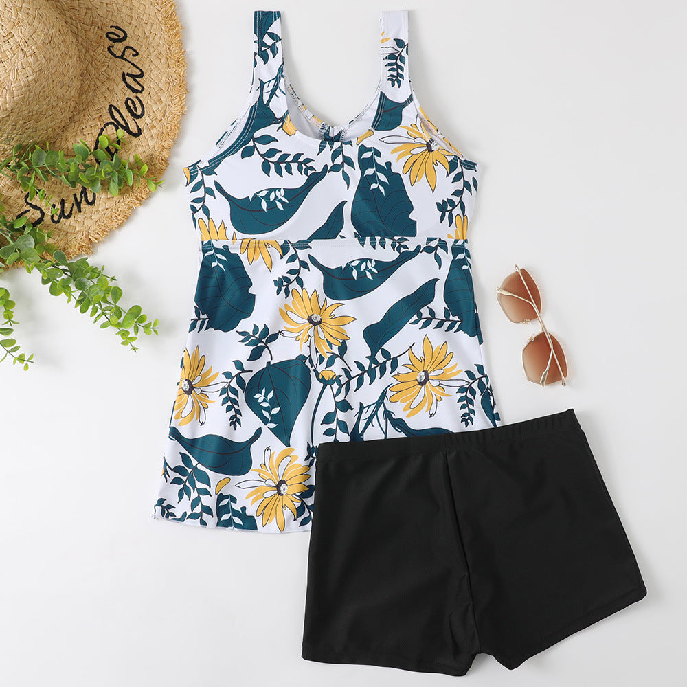 Women's Printed Multi-Colored Conservative Bikini Set