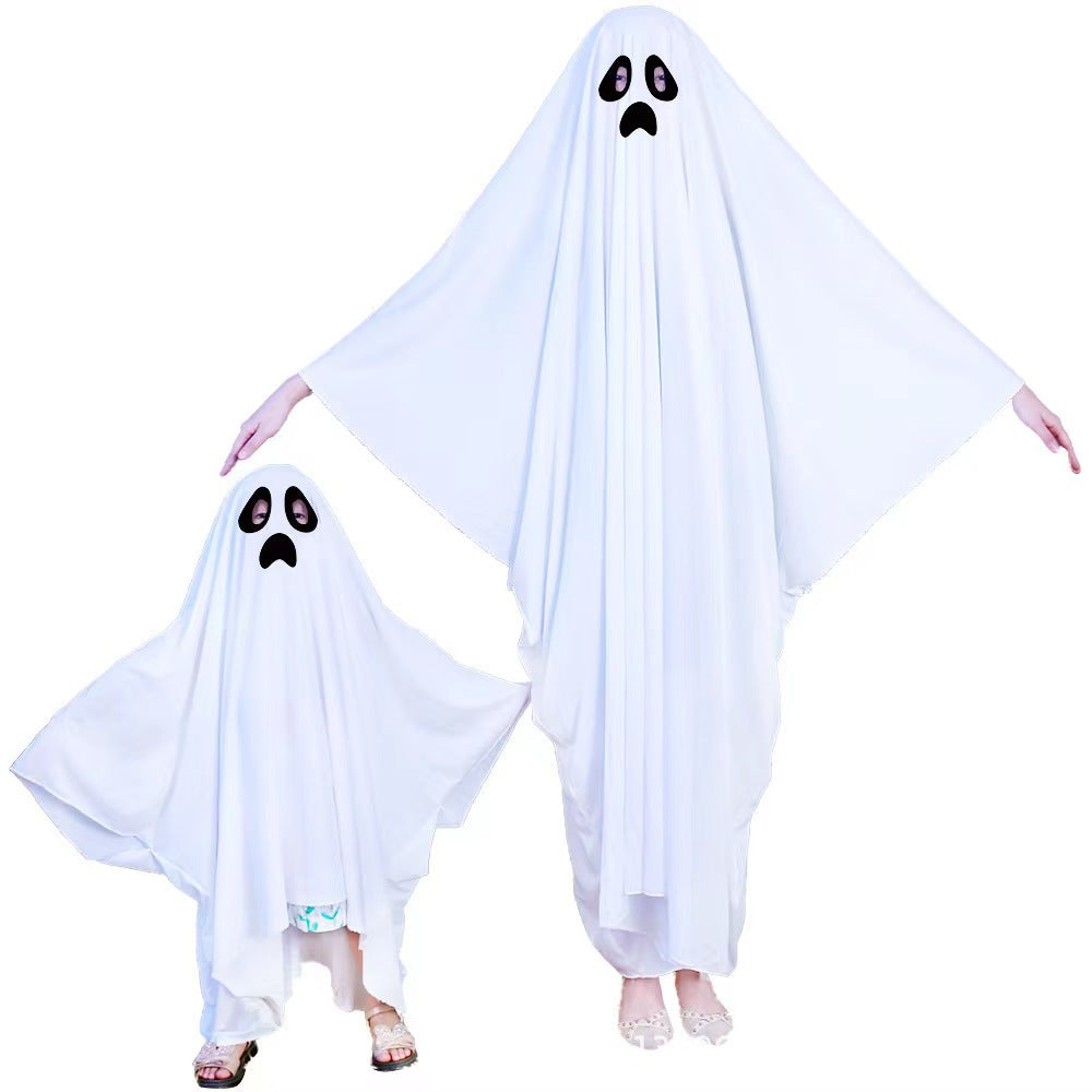 Cross Halloween horror dress up cos party white costume masquerade party children adult ghost cape cape