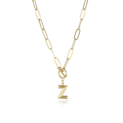 Bridesmaid Gifts Alphabet Necklace Golden Hip-hop Necklace  26 Letter Pendant Necklaces