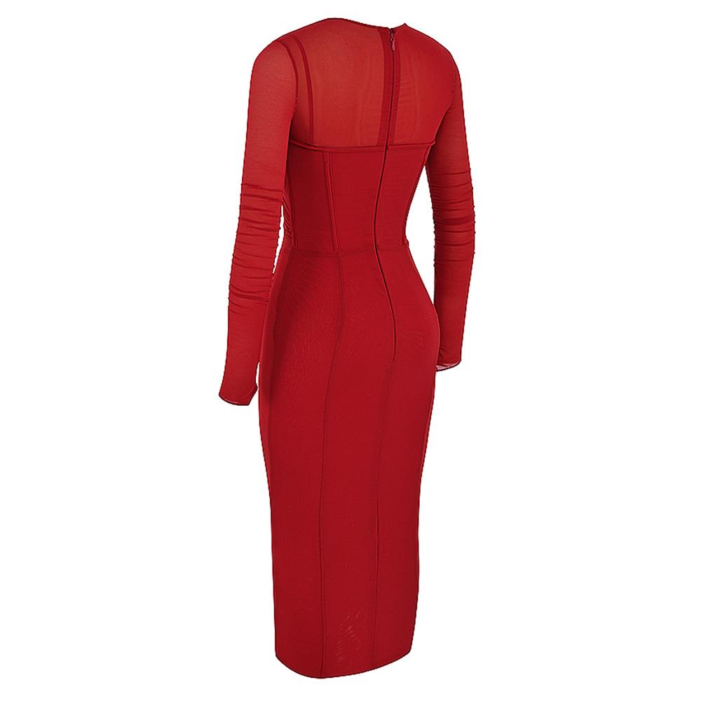 Sexy Designed High Waist Tight Red Party Dresses-Dresses-Free Shipping at meselling99