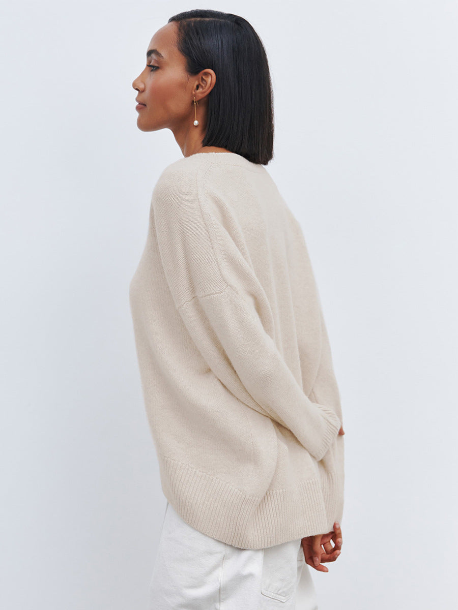 Women's Oversized Round Neck Long Sleeve Sweater