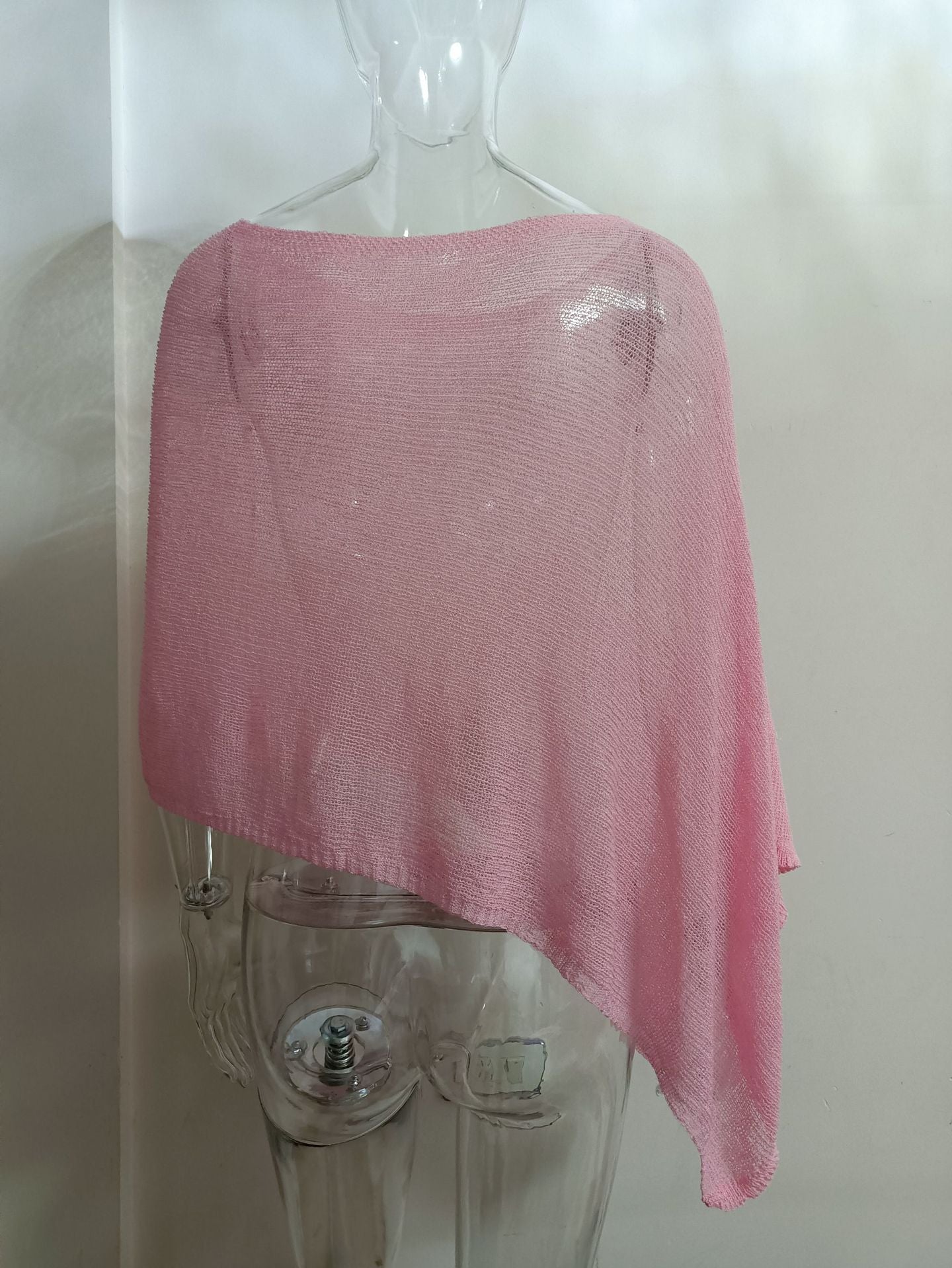 Women's Asymmetrical Cape Poncho – Lightweight Linen Knit Summer Cover-Up