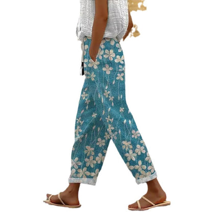 3D Large Print Minimalist Rolled Hem Casual Pants
