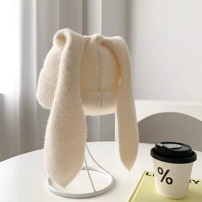 Long Ear Bunny Knit Hat – Winter Warm, Soft Faux Mink Yarn, Cute & Cozy Women’s Beanie