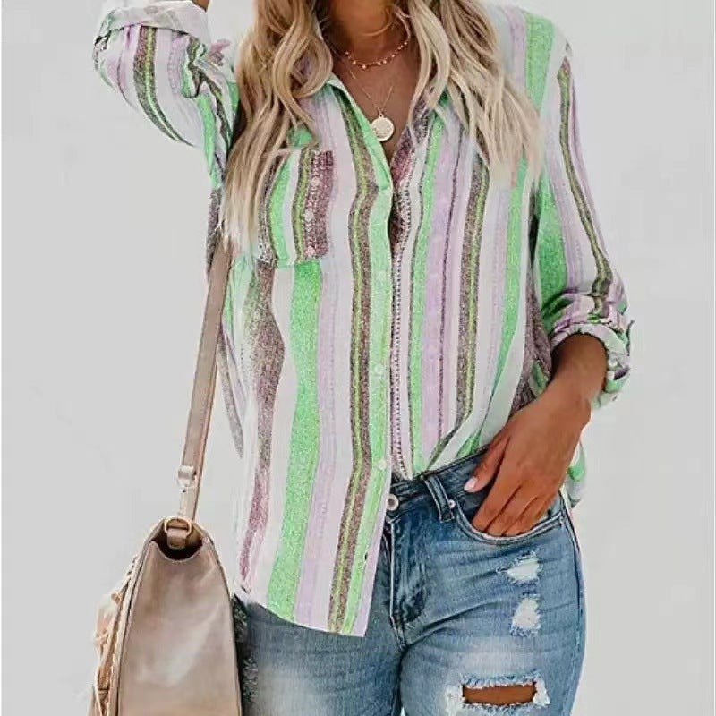 Women's Summer Casual Striped Shirt – Versatile & Stylish
