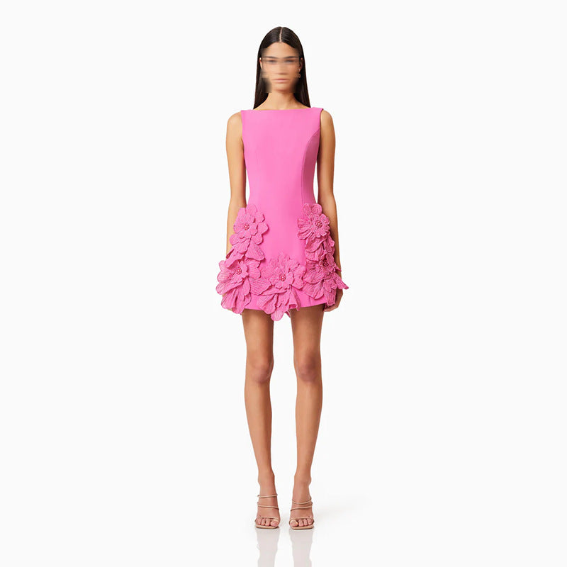 Designed Sweet 3D Floral Sleeveless Mini Dress