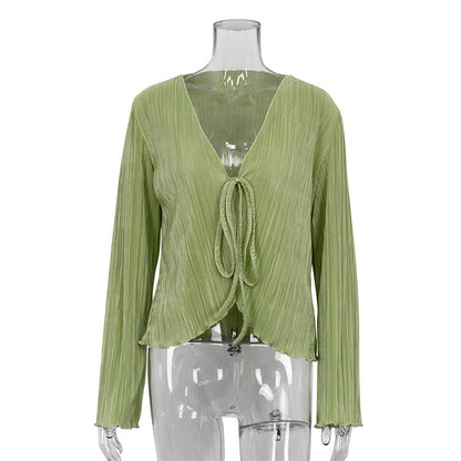 Summer Sexy Crop Top with Flared Sleeves Blouses