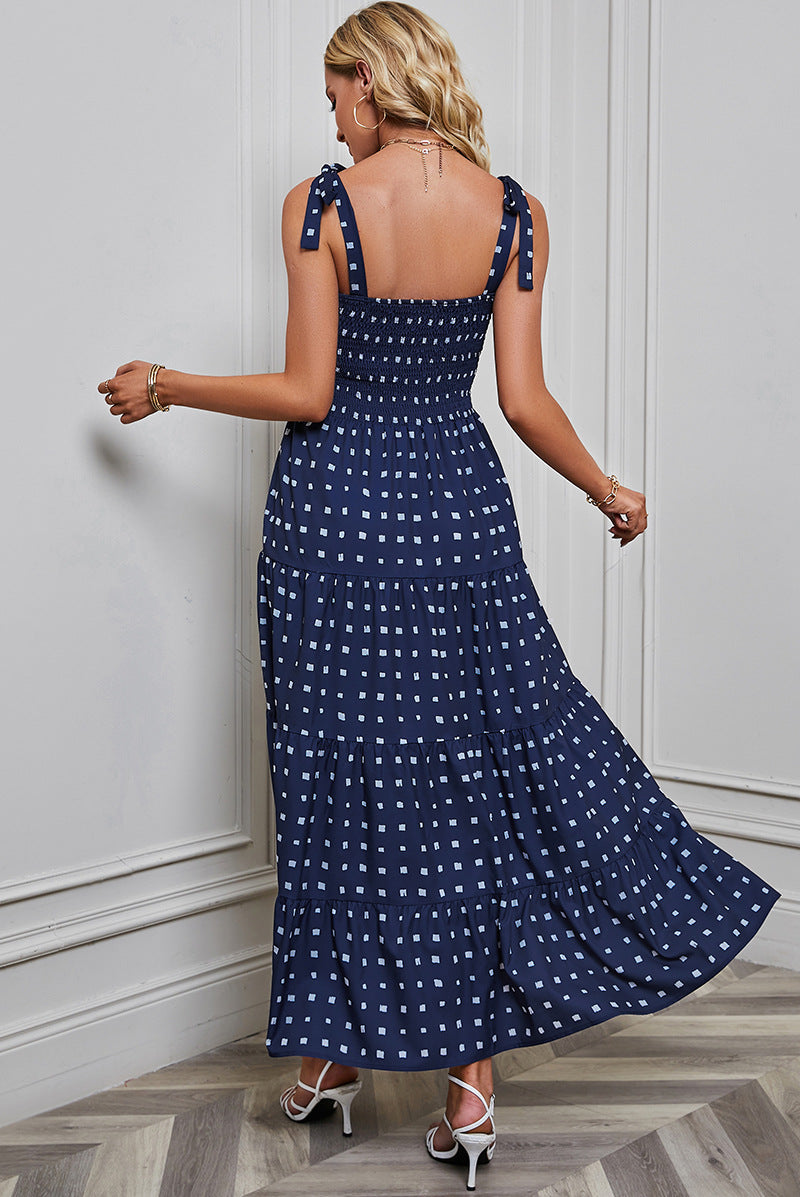 Women's Sexy Backless Print Vacation Style Strappy Dress