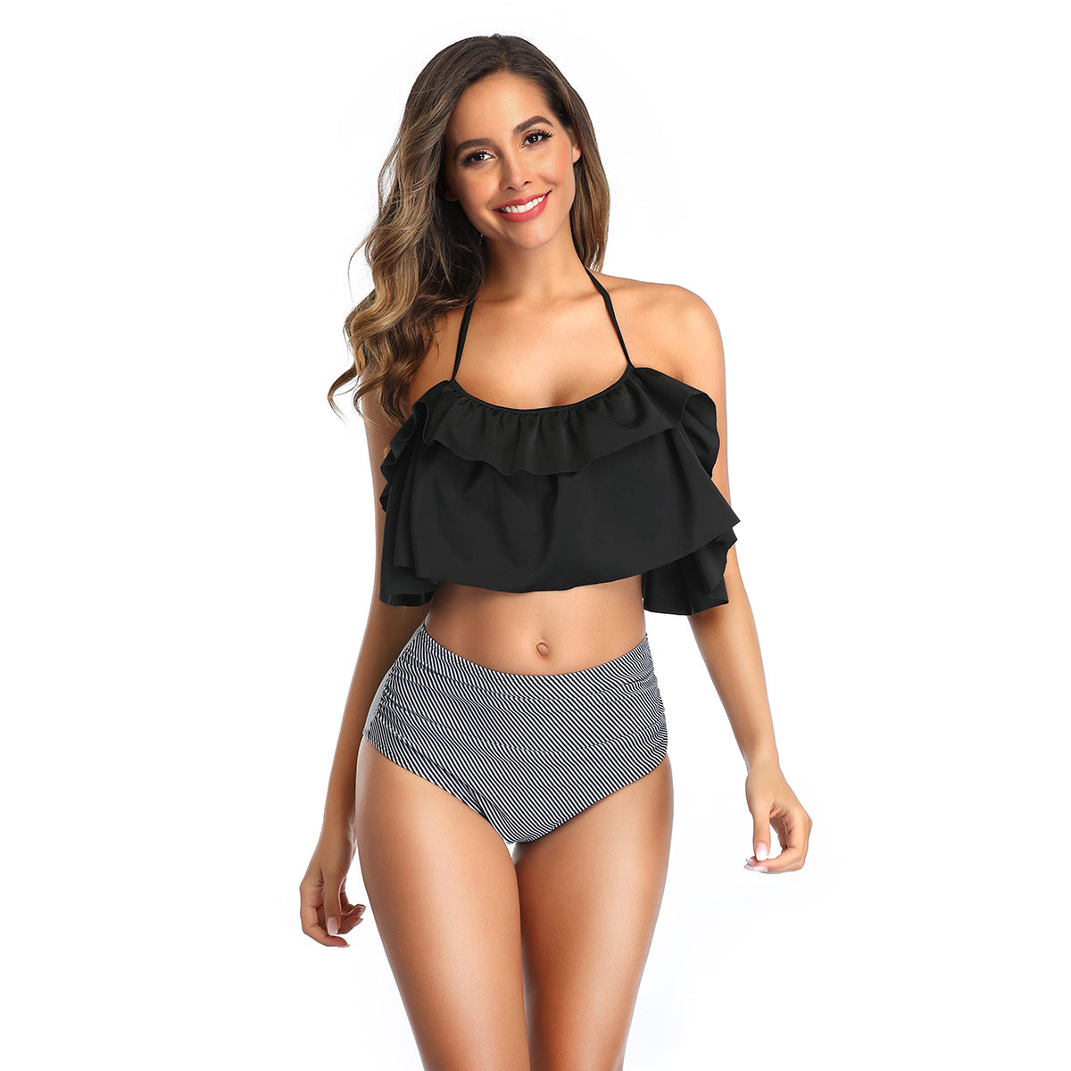 Sexy Ruffled Two Pieces Women Bikini Swimwear