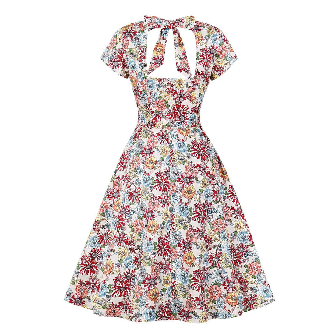 Women Summer Butterfly Print Backless Vintage Short Dresses-Vintage Dresses-The same as picture-S-Free Shipping at meselling99