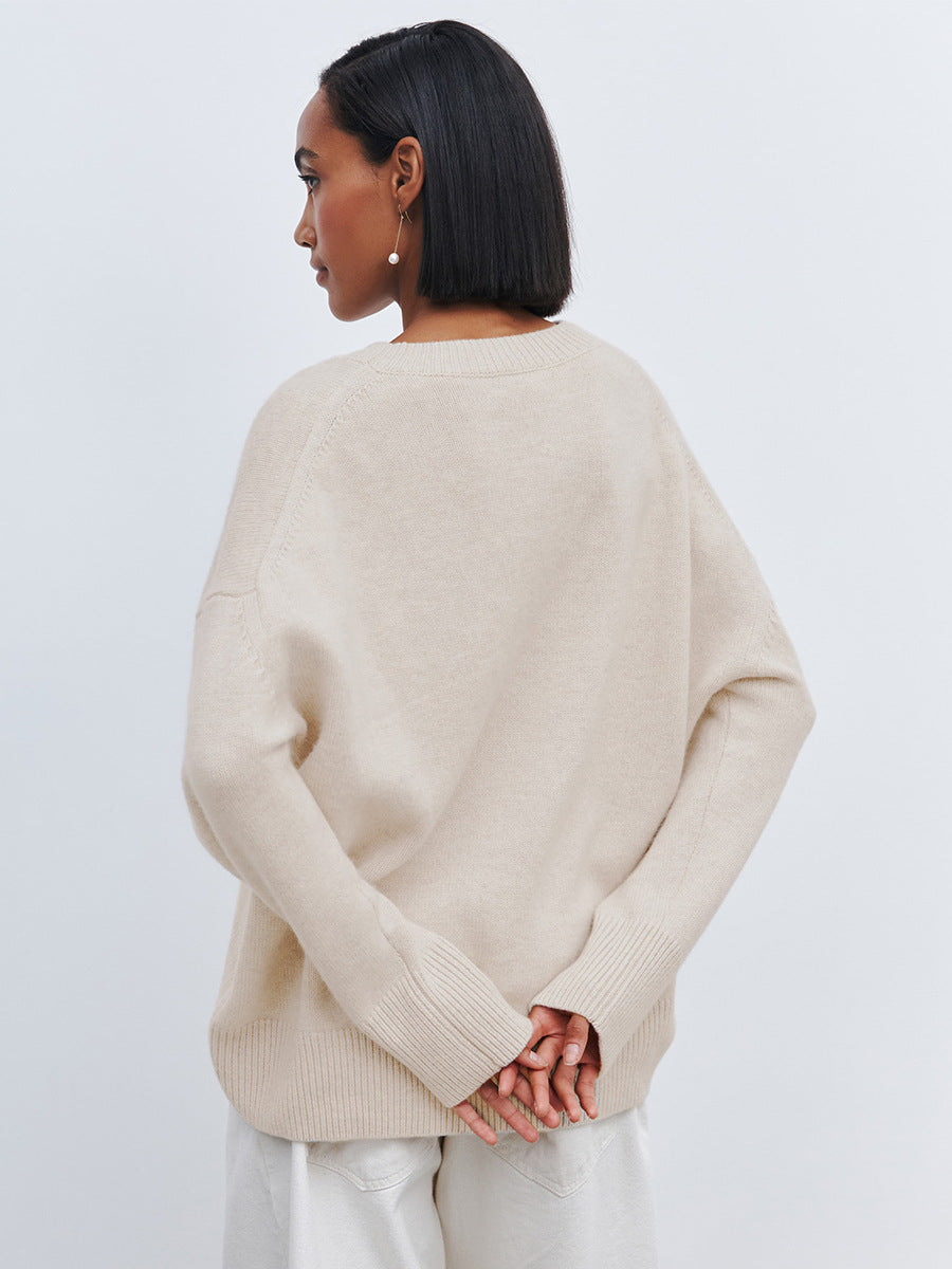Women's Oversized Round Neck Long Sleeve Sweater