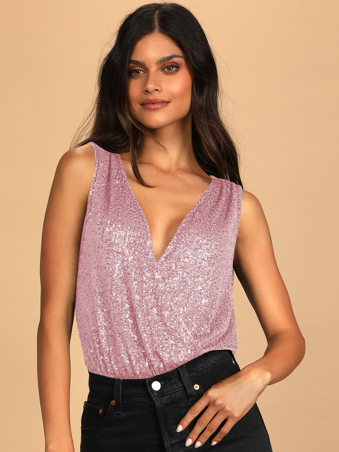Sexy V Neck Shinning Backless Night Party Jumpsuits