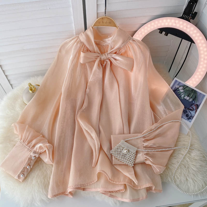 Designer Blouse with Puff Sleeves Women's Shirt, Elegant & Feminine, Soft & Chic