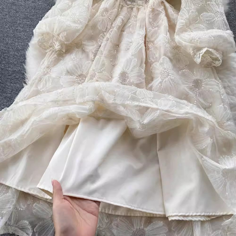Elegant V-Neck Lace A-Line Dress