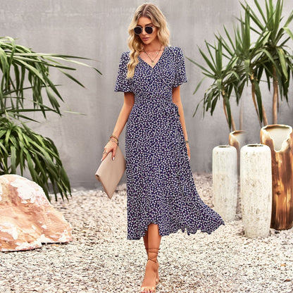Classy A Line Short Sleeves Long Dresses