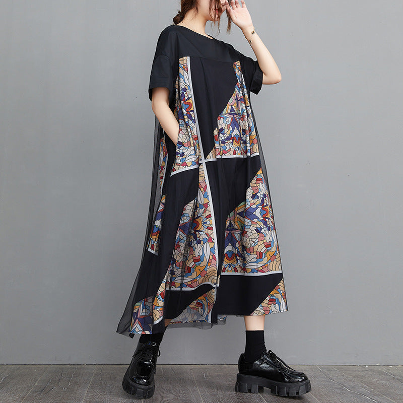 Vintage Geometry Designed Women Long Cozy Dresses-Dresses-Black-One Size-Free Shipping at meselling99