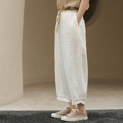 Women's Linen Cropped Palazzo Pants