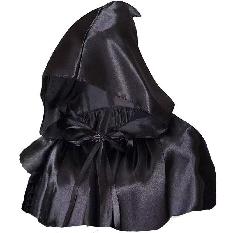 Halloween Men's Black Medieval Hooded Cloak 3pcs/Set
