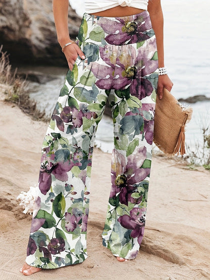 Women's Printed Wide-Leg Lounge Pants