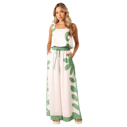 Casual Short Tank Tops & Wide Legs Pants for Women