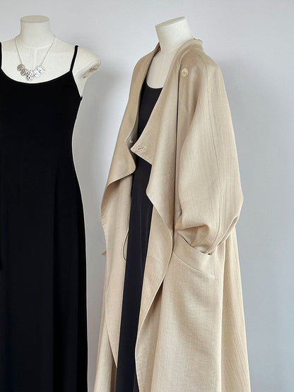 Women's Knee-Length Linen Trench Coat