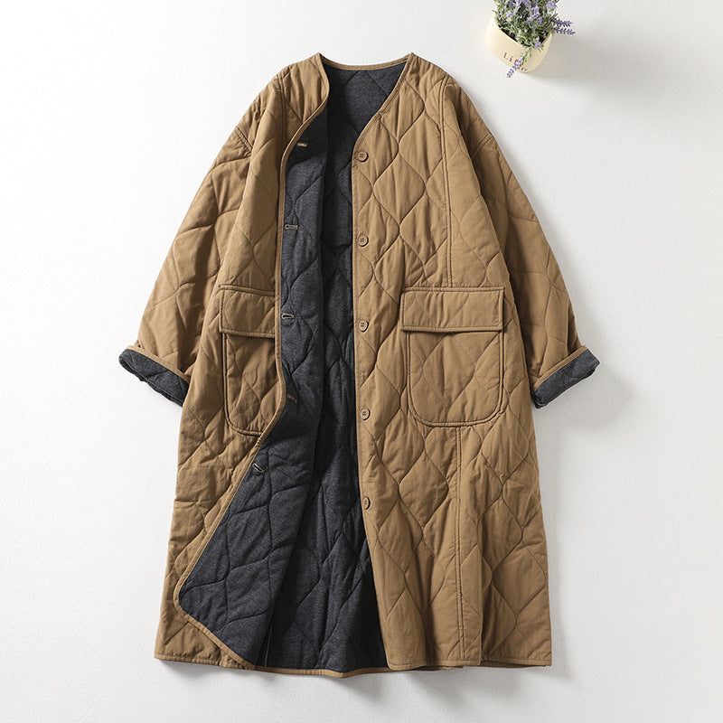 Plus-Size Vintage Cotton-Linen Cardigan Coat