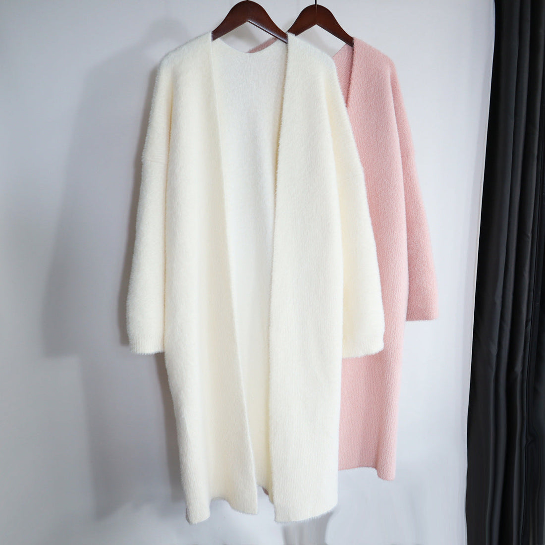 Women's Long Loose Faux Mink Fur Knit Cardigan