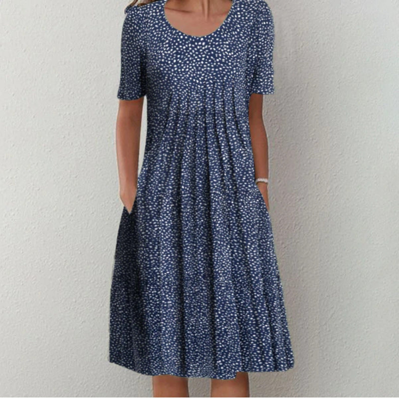 Plus Size Women's Floral Print Short Sleeve Dress