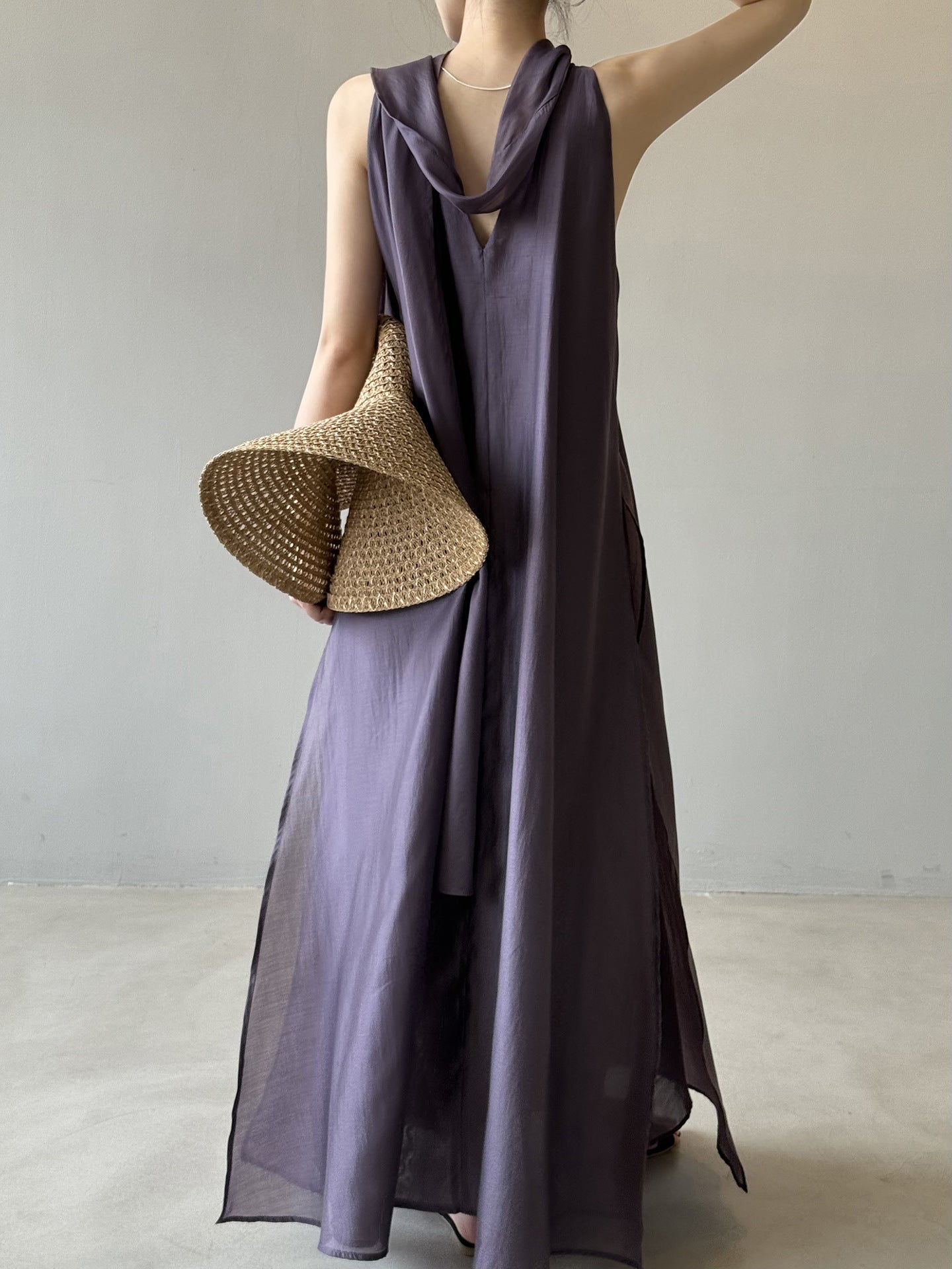 Summer Loose Women's Viscose Scarf Neckline Dress
