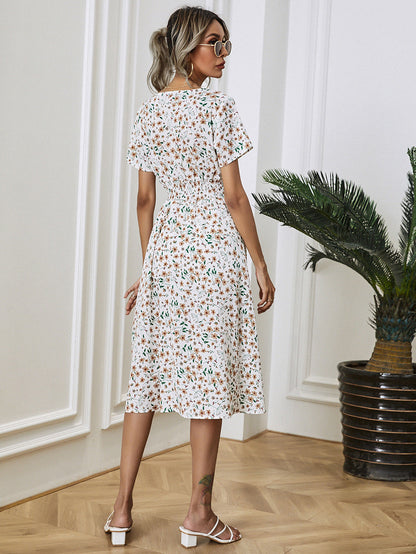 Women's Summer Floral Print Short Sleeve Dress