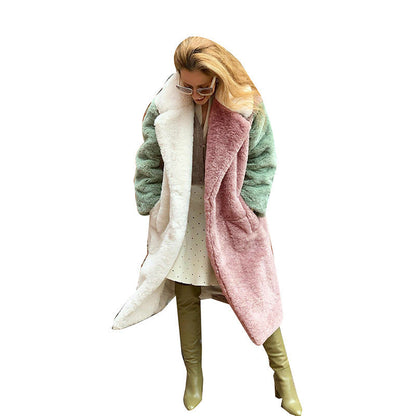 Luxury Two-Tone Long Rabbit Fur Coat